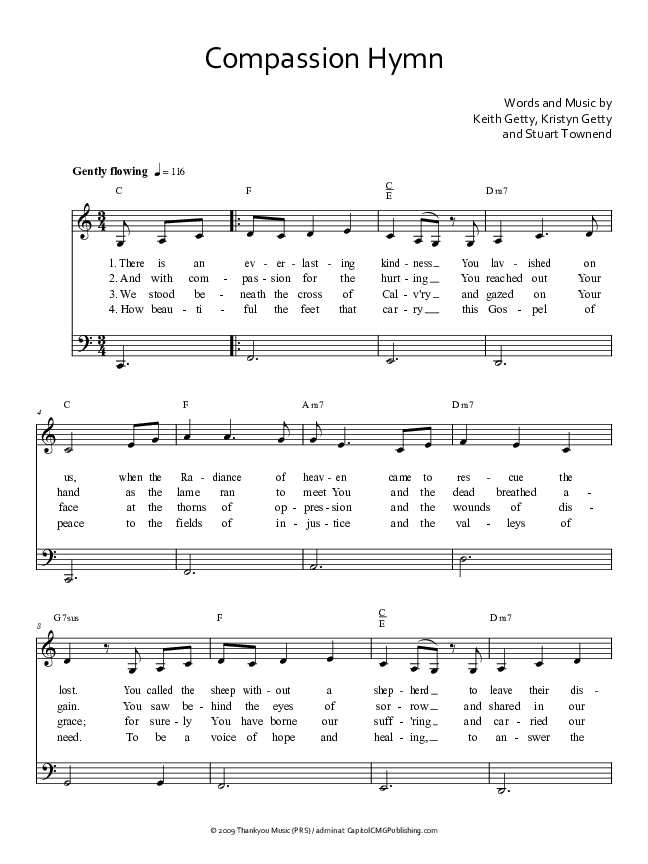Compassion Hymn Lead Sheet (Keith & Kristyn Getty)