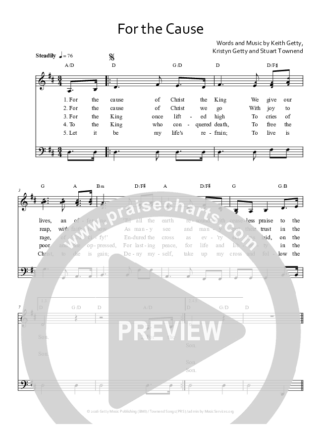 For The Cause Lead Sheet (Keith & Kristyn Getty)
