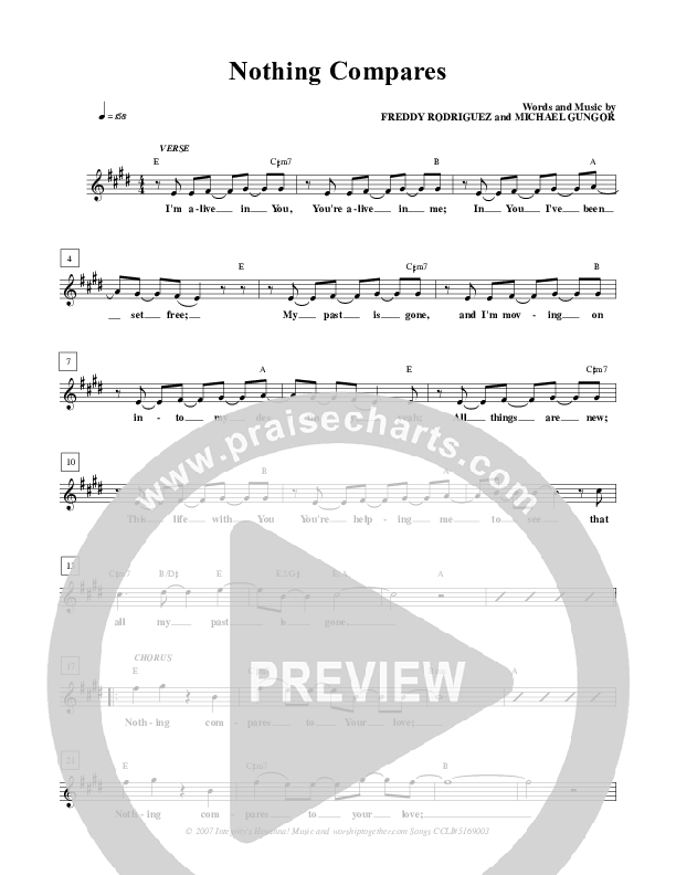 Nothing Compares Lead Sheet (Freddy Rodriguez)