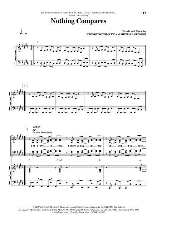 Nothing Compares Piano/Vocal (SATB) (Freddy Rodriguez)