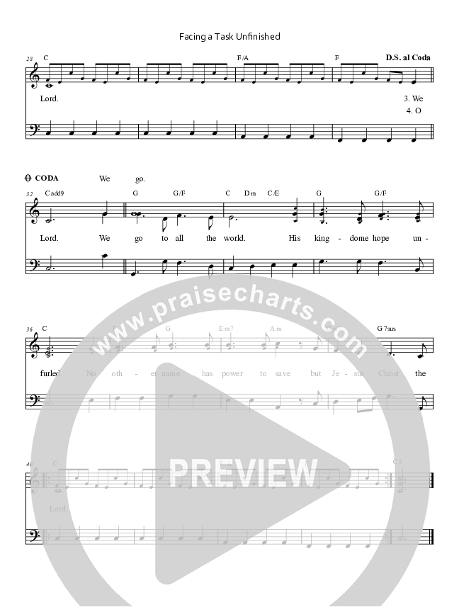 Facing A Task Unfinished Lead Sheet (Keith & Kristyn Getty)