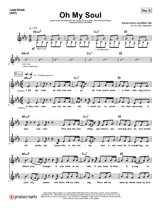 Oh My Soul Lead Sheet (Print Only) (Casting Crowns)