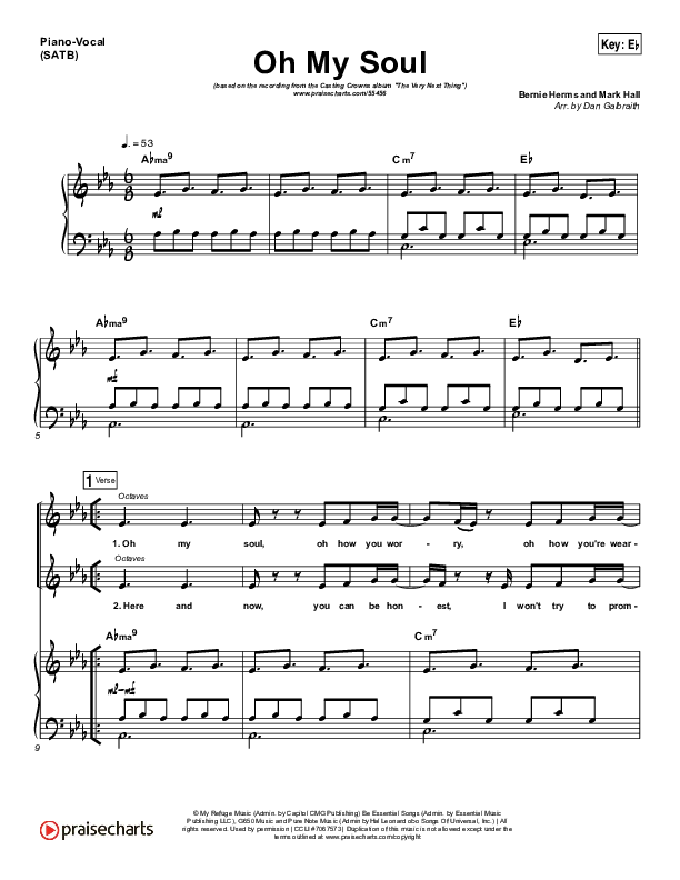 Oh My Soul Piano/Vocal (Print Only) (Casting Crowns)
