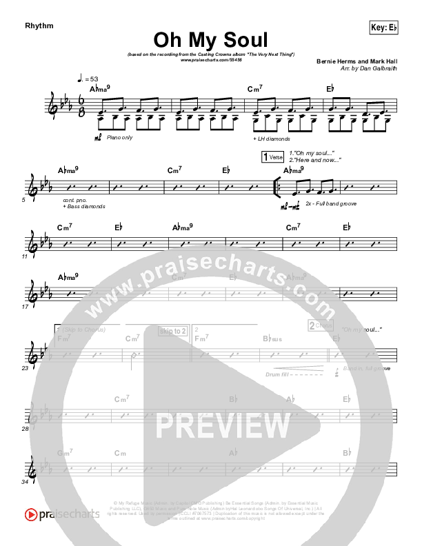 Oh My Soul Rhythm Chart (Print Only) (Casting Crowns)