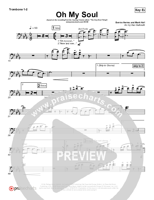 Oh My Soul Trombone 1/2 (Casting Crowns)