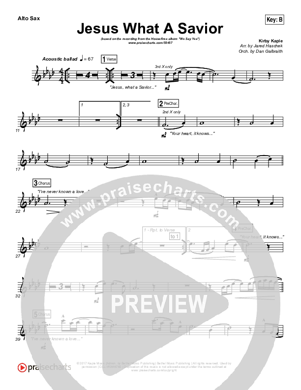 Jesus What A Savior Alto Sax (Housefires)