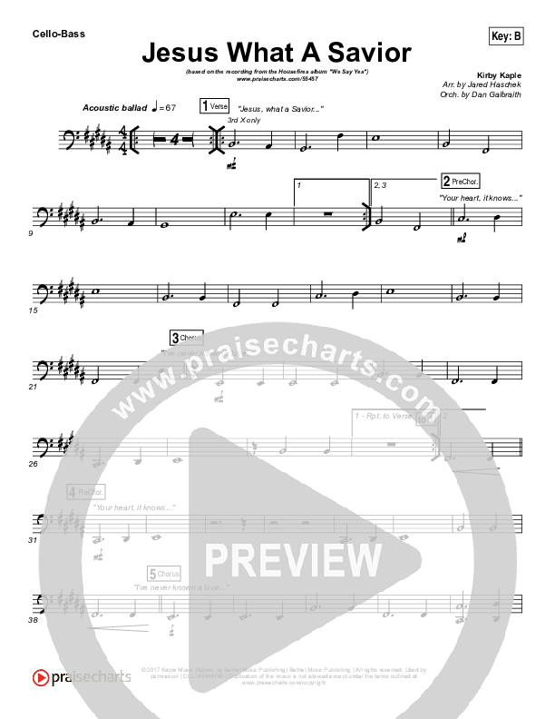 Jesus What A Savior Cello/Bass (Housefires)