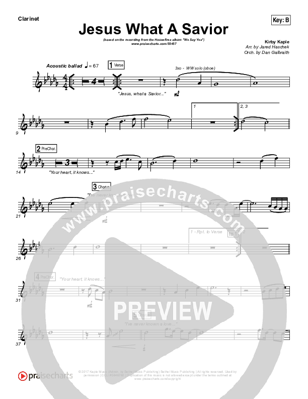 Jesus What A Savior Clarinet (Housefires)