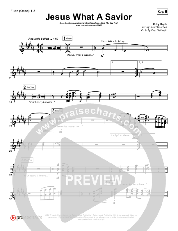 Jesus What A Savior Flute/Oboe 1/2/3 (Housefires)