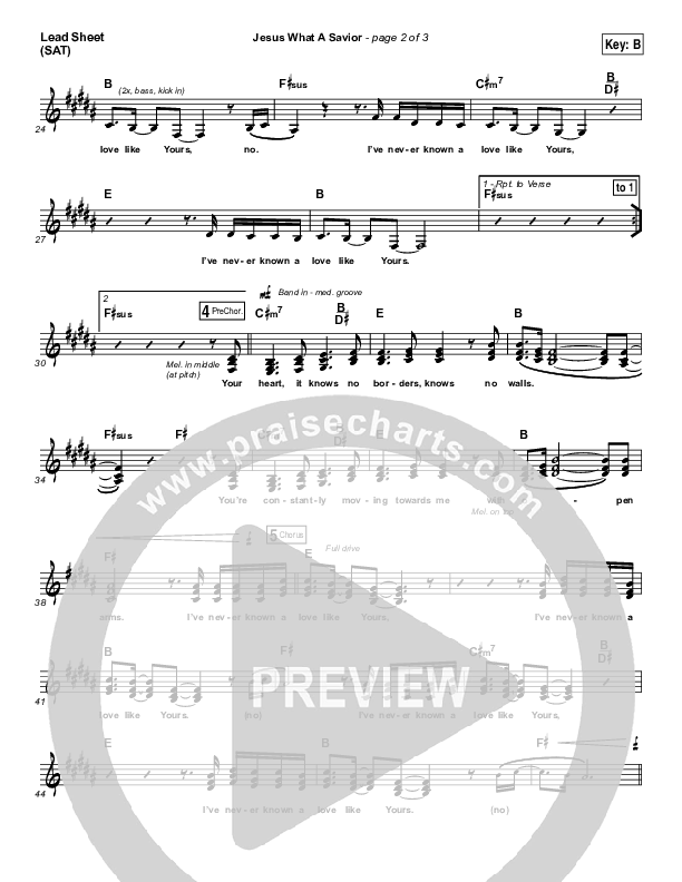 Jesus What A Savior Lead Sheet (SAT) (Housefires)