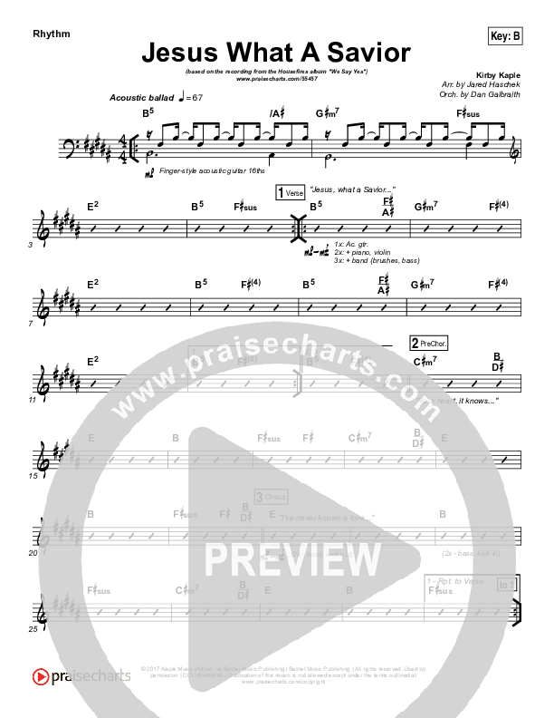 Jesus What A Savior Rhythm Chart (Housefires)