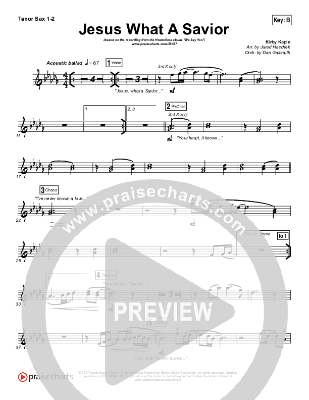 Jesus What A Savior Tenor Sax 1/2 (Housefires)