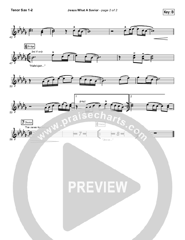 Jesus What A Savior Tenor Sax 1/2 (Housefires)