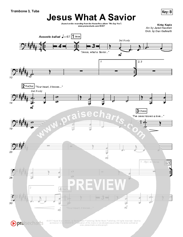 Jesus What A Savior Trombone 3/Tuba (Housefires)