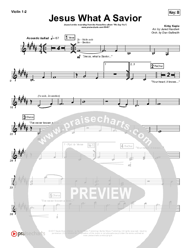 Jesus What A Savior Violin 1/2 (Housefires)