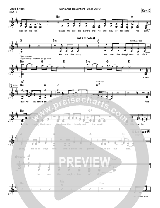 Sons And Daughters Lead (SAT) (North Point Worship / Emily Harrison)