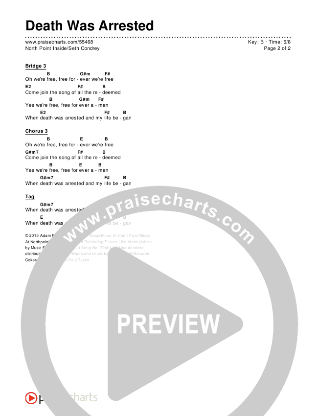 Death Was Arrested Chords & Lyrics (North Point Worship / Seth Condrey)