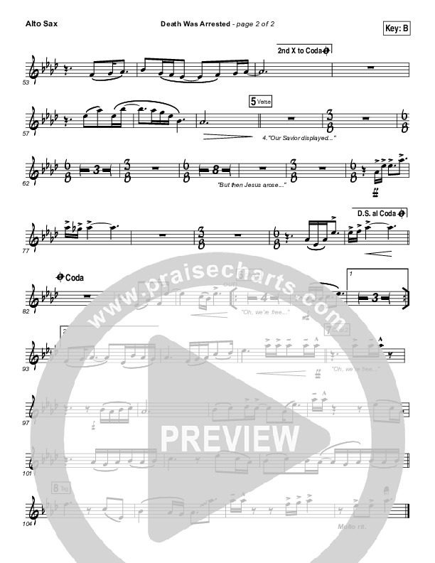 Death Was Arrested Alto Sax (North Point Worship / Seth Condrey)