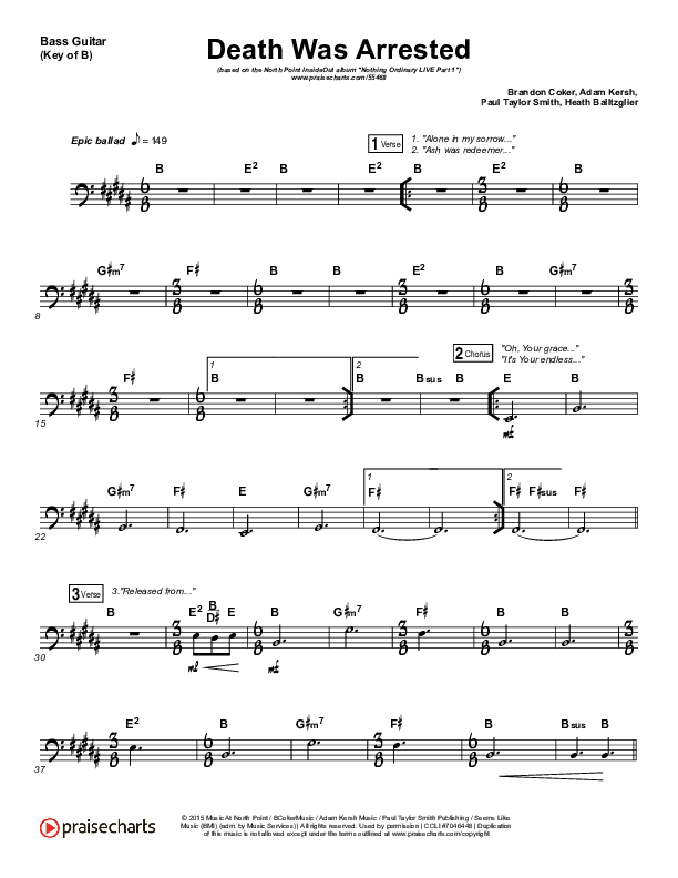 Death Was Arrested Bass Guitar (North Point Worship / Seth Condrey)