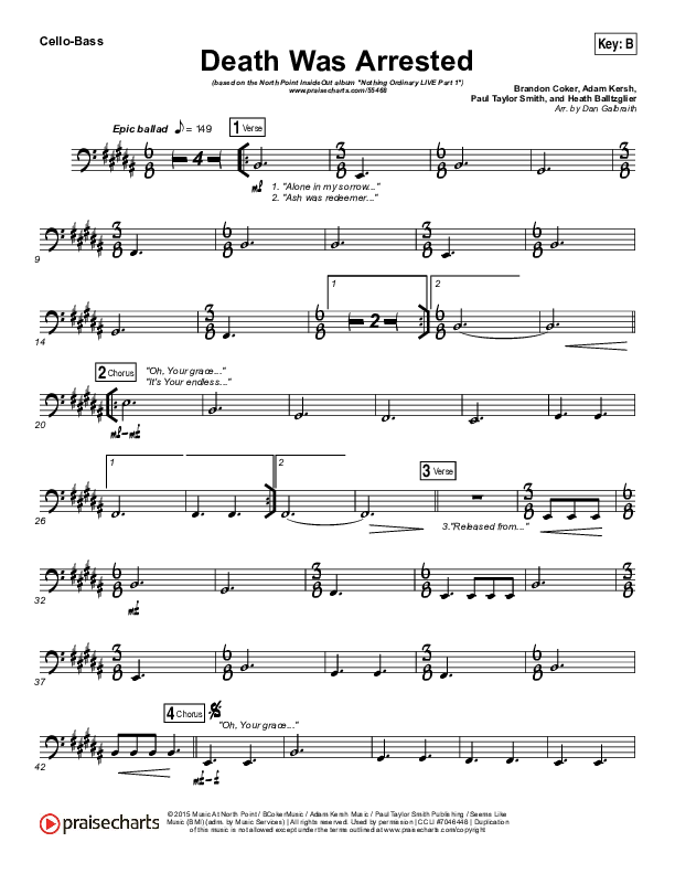 Death Was Arrested Cello/Bass (North Point Worship / Seth Condrey)