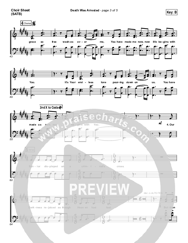 Death Was Arrested Choir Sheet (SATB) (North Point Worship / Seth Condrey)