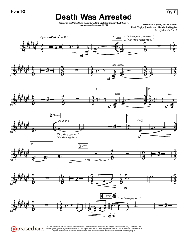 Death Was Arrested French Horn 1/2 (North Point Worship / Seth Condrey)