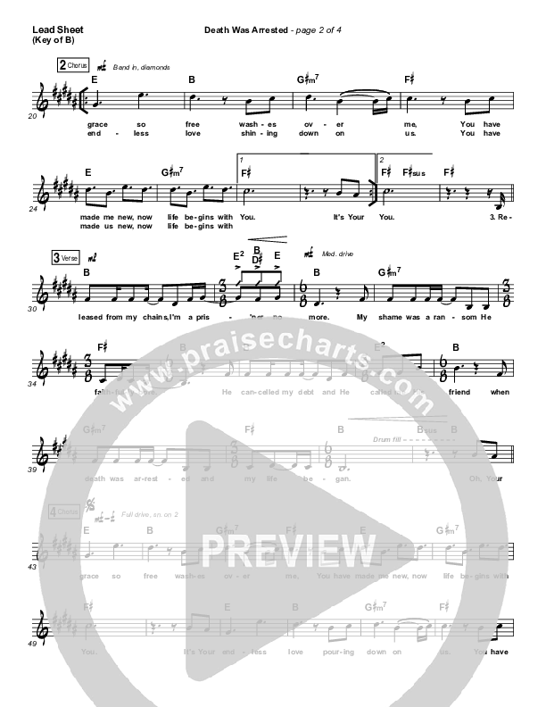 Death Was Arrested Lead Sheet (Melody) (North Point Worship / Seth Condrey)
