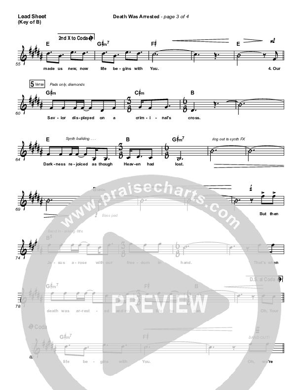 Death Was Arrested Lead Sheet (Melody) (North Point Worship / Seth Condrey)
