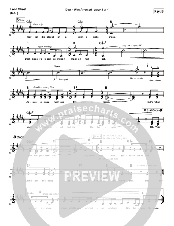 Death Was Arrested Lead Sheet (SAT) (North Point Worship / Seth Condrey)