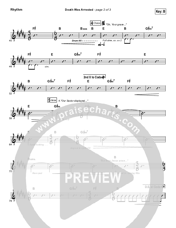 Death Was Arrested Rhythm Chart (North Point Worship / Seth Condrey)