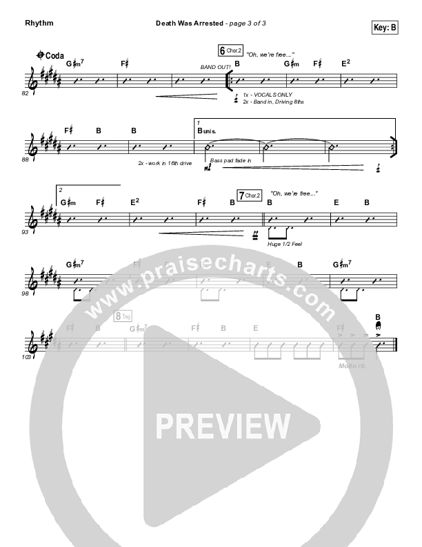 Death Was Arrested Rhythm Chart (North Point Worship / Seth Condrey)