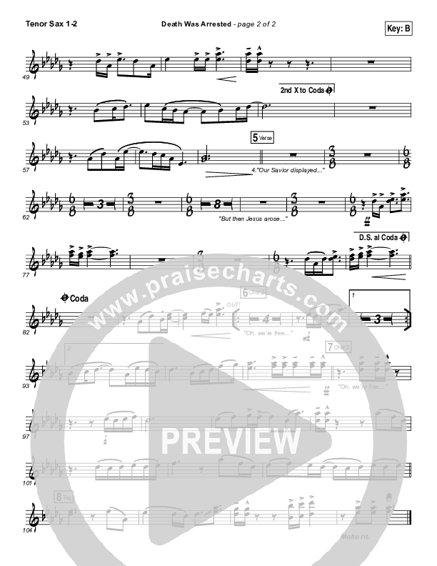 Death Was Arrested Tenor Sax 1/2 (North Point Worship / Seth Condrey)