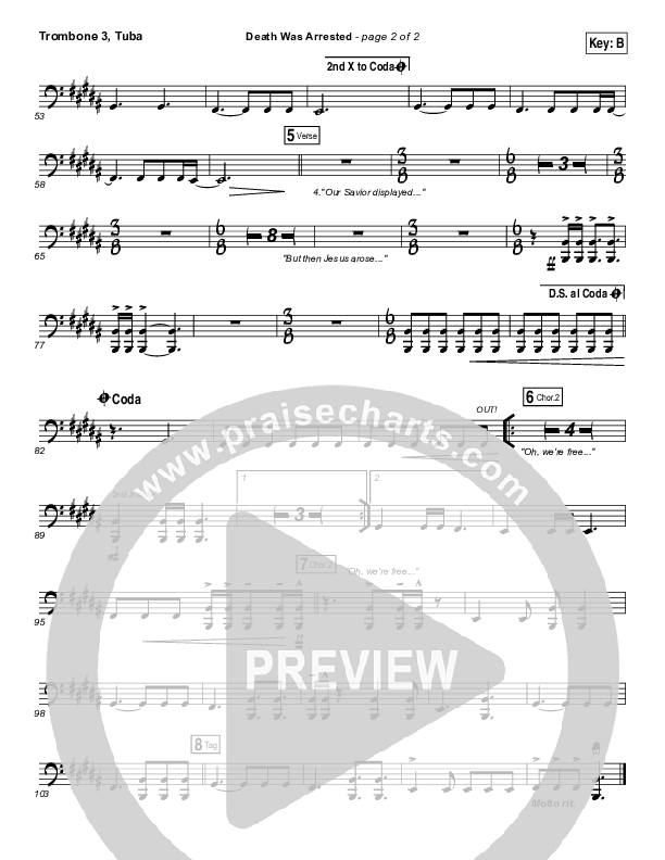 Death Was Arrested Trombone 3/Tuba (North Point Worship / Seth Condrey)