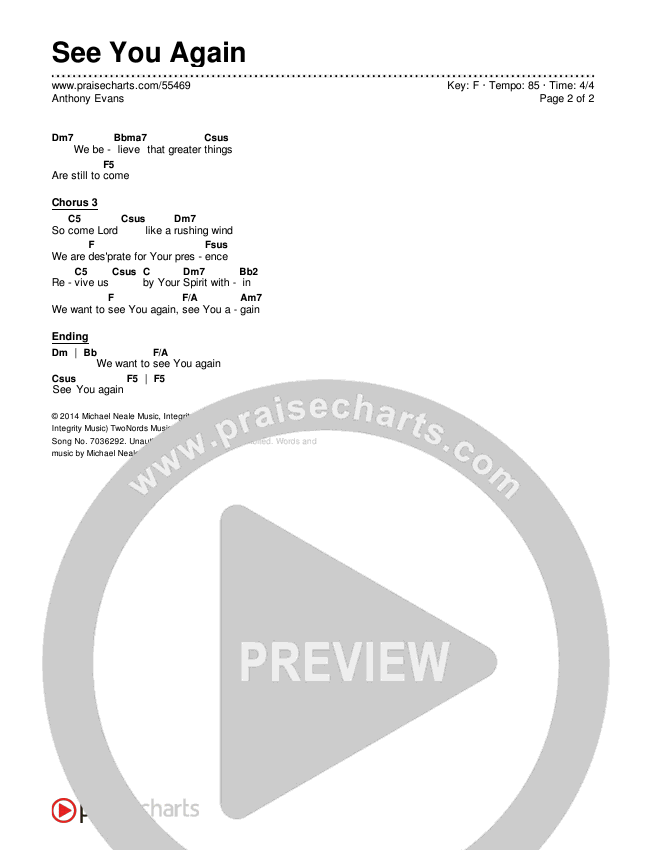 See You Again Chords & Lyrics (Anthony Evans)