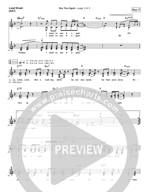 See You Again Lead Sheet (SAT) (Anthony Evans)