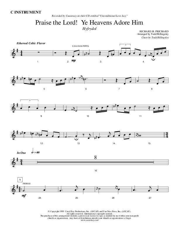 Praise The Lord Ye Heavens Adore Him C Instruments (Causeway)