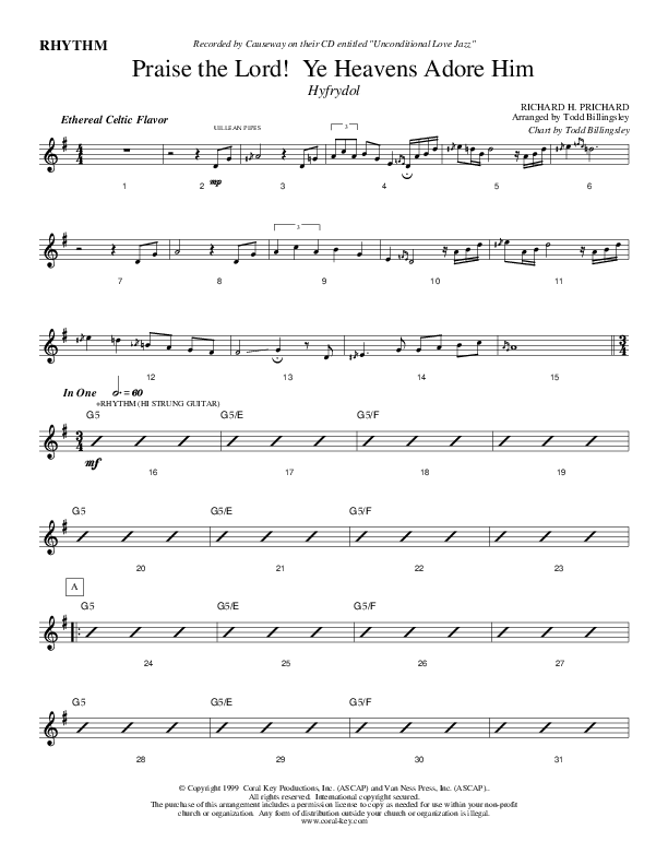 Praise The Lord Ye Heavens Adore Him Rhythm Chart (Causeway)
