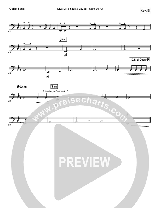 Live Like You're Loved Cello/Bass (Hawk Nelson)