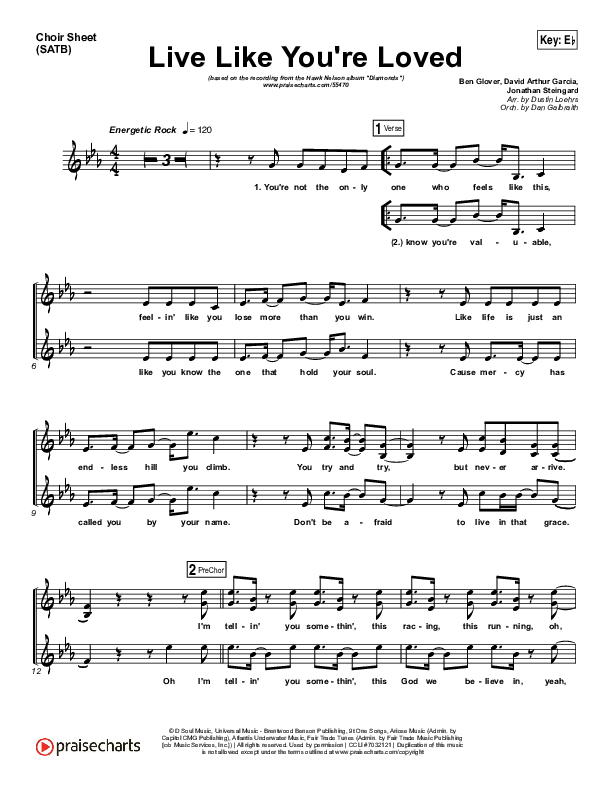 Live Like You're Loved Choir Vocals (SATB) (Hawk Nelson)