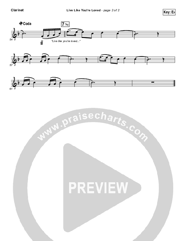 Live Like You're Loved Clarinet (Hawk Nelson)