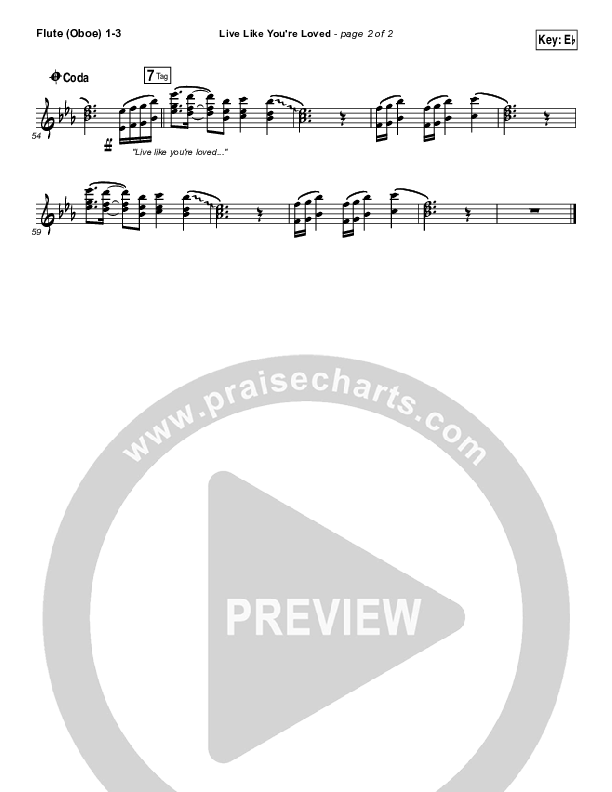 Live Like You're Loved Flute/Oboe 1/2/3 (Hawk Nelson)