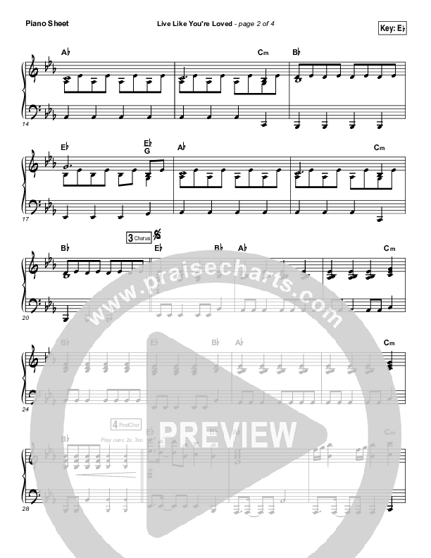 Live Like You're Loved Piano Sheet (Hawk Nelson)