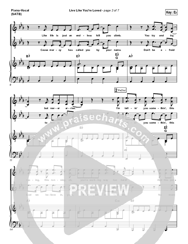 Live Like You're Loved Piano/Vocal Pack (Hawk Nelson)