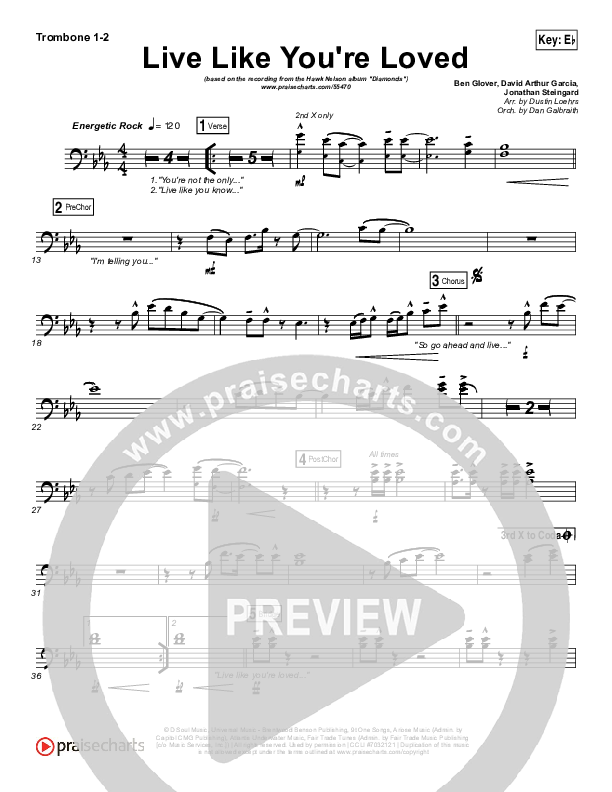 Live Like You're Loved Trombone 1/2 (Hawk Nelson)