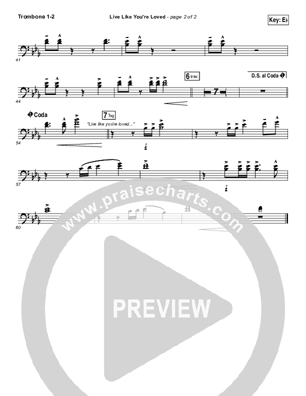 Live Like You're Loved Trombone 1/2 (Hawk Nelson)