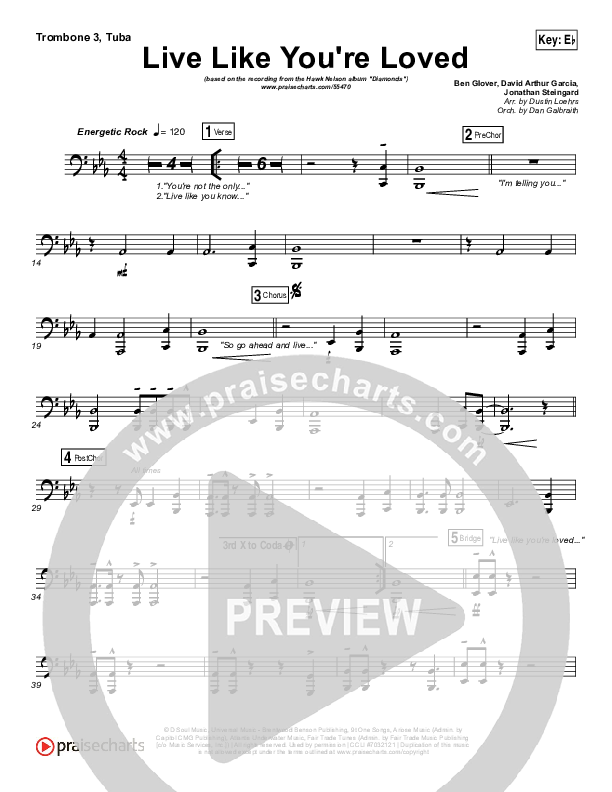 Live Like You're Loved Trombone 3/Tuba (Hawk Nelson)