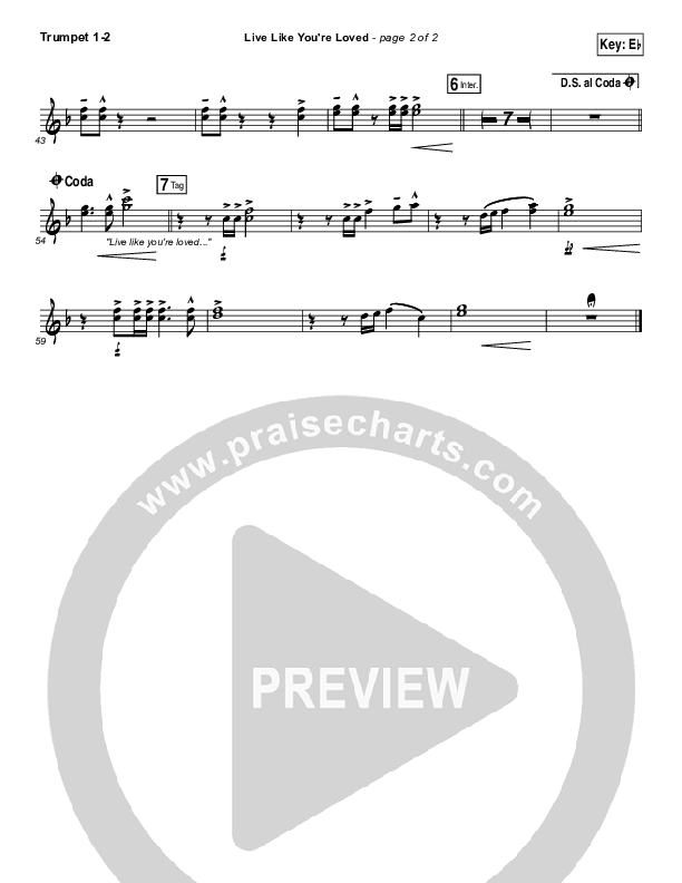 Live Like You're Loved Trumpet 1,2 (Hawk Nelson)