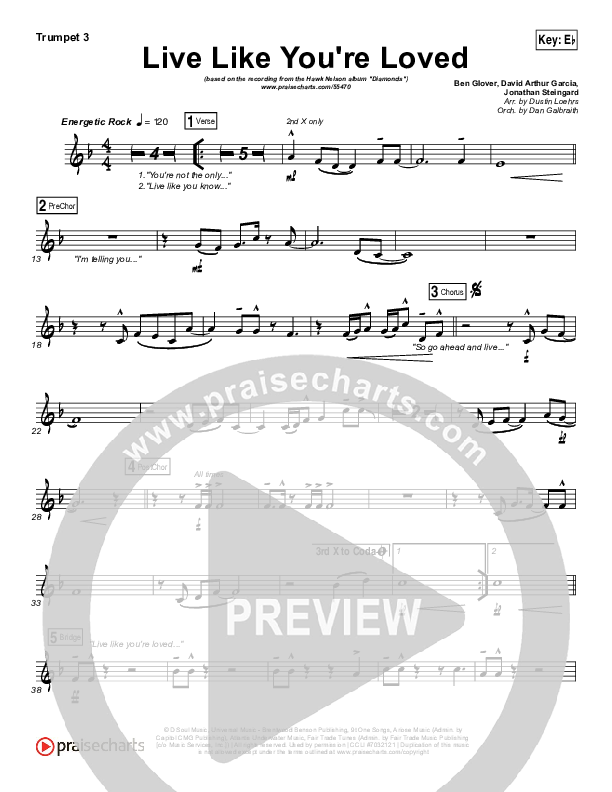 Live Like You're Loved Trumpet 3 (Hawk Nelson)