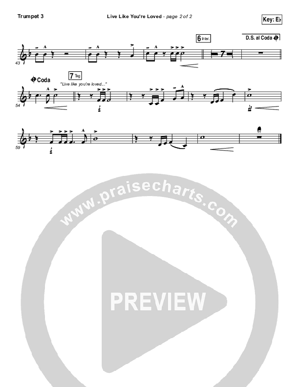 Live Like You're Loved Trumpet 3 (Hawk Nelson)