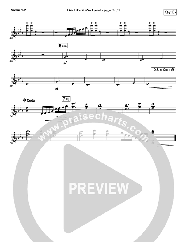 Live Like You're Loved Violin 1/2 (Hawk Nelson)